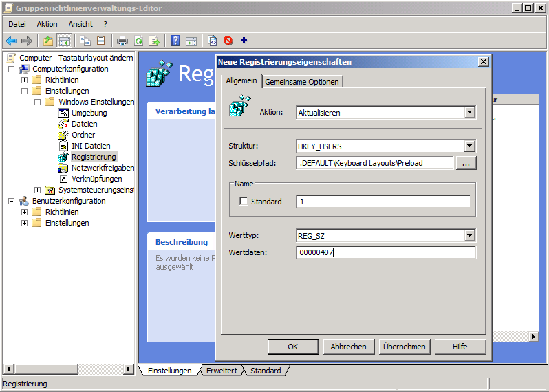 Tastaturlayout über Gruppenrichlinien (GPO) ändern